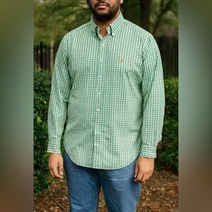 Ralph Lauren Polo Green‎ Plaid Button Up Shirt Classic Fit Men’s Size Large